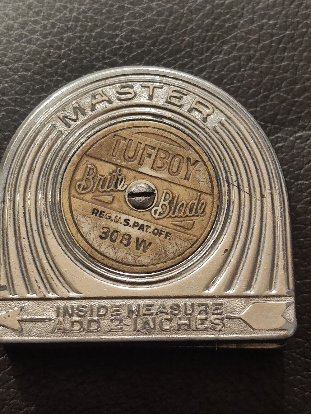 Antique Vintage Art Deco Tufboy Masters Silver and Brass Pocket Tape Measure